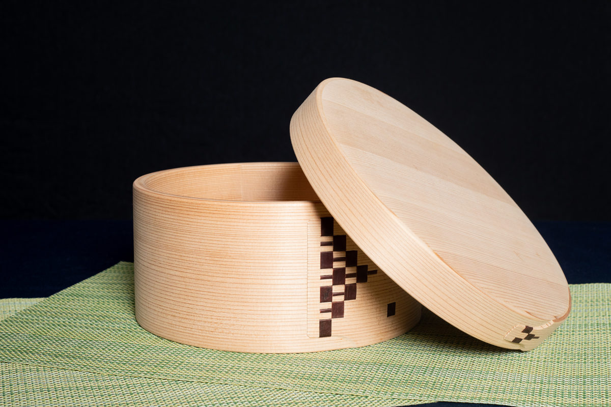 大館曲げわっぱ三段重七寸白木内朱